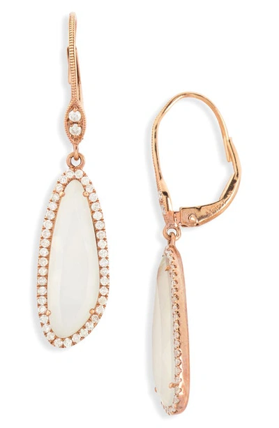 Meira T Diamond & Chalcedony Drop Earrings In Pink Gold