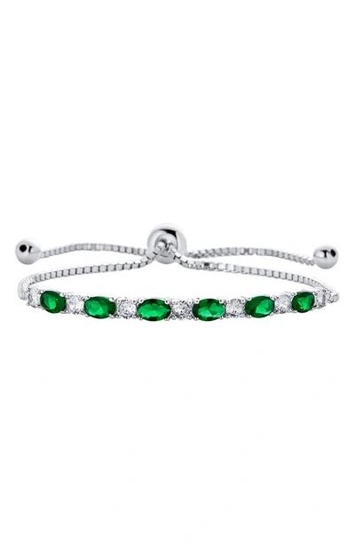 Bling Jewelry Cubic Zirconia Gemstone Bolo Bracelet In Green