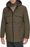 Andrew Marc Lauffeld Water Resistant Hooded Utility Puffer Jacket In Jungle
