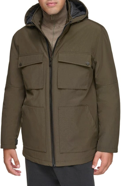 Andrew Marc Lauffeld Water Resistant Hooded Utility Puffer Jacket In Jungle