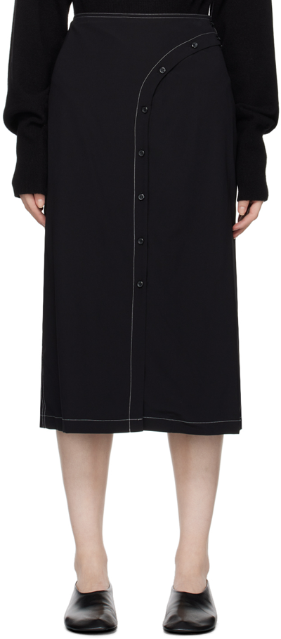 Low Classic Black Buttoned Midi Skirt