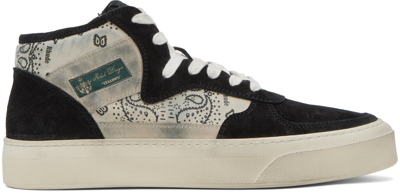 Rhude Cabriolets Bandana-print High-top Sneakers In Black/white