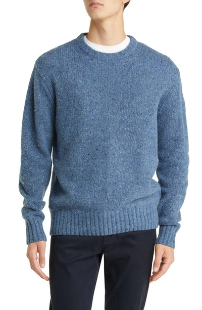 Rodd & Gunn Cox Road Tweed Wool Blend Crewneck Sweater In Regatta