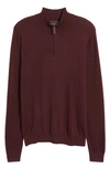 Nordstrom Half Zip Cotton & Cashmere Pullover Sweater In Burgundy Dark