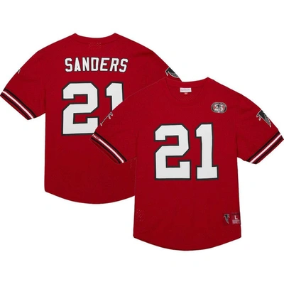 Mitchell & Ness Deion Sanders Red Atlanta Falcons Retired Player Name & Number Mesh Top