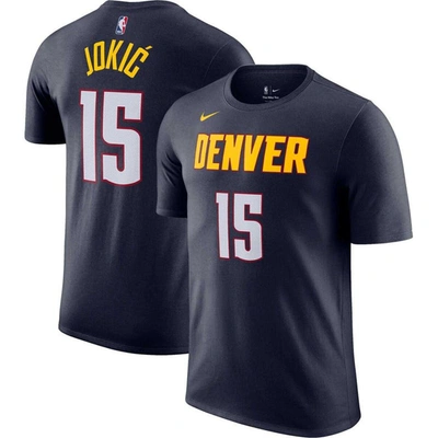 Nike Men's  Nikola Jokic Navy Denver Nuggets Icon 2022, 23 Name And Number T-shirt