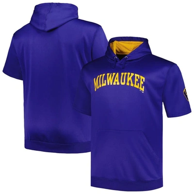 Profile Men's  Royal Milwaukee Brewers Big And Tall Contrast Short Sleeve Pullover Hoodie