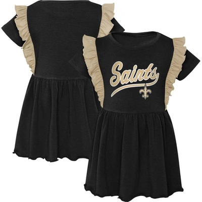 Outerstuff Kids' Girls Toddler Black New Orleans Saints Too Cute Tri-blend Short Sleeve Dress