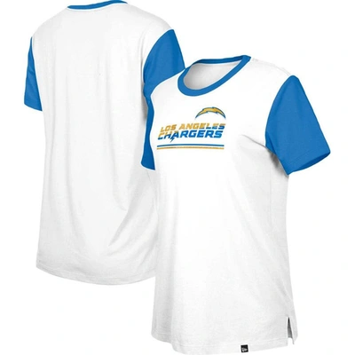 New Era White/blue Los Angeles Chargers Third Down Colorblock T-shirt