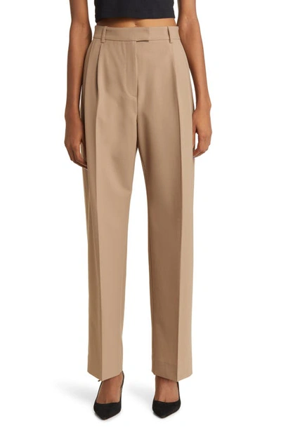 & Other Stories Wide Leg Wool Blend Trousers In Beige