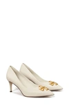 Tory Burch Eleanor Pointed Toe Pump In New Ivory / Rolled Brass
