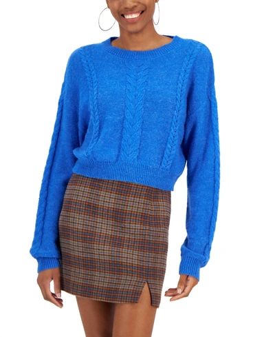Lucy Paris Manon Cable Knit Sweater In Electric Blue