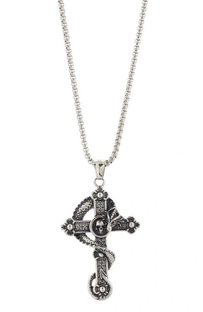 Ed Hardy Cross Pendant Necklace In Metallic