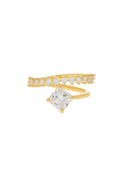 Covet Cz Square Wrap Ring In Gold