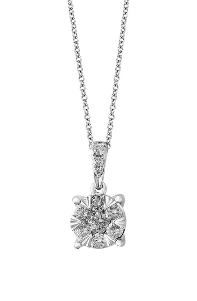 Effy 14k White Gold Pavé Diamond Round Pendant Necklace
