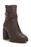 Lucky Brand Natesa Block Heel Bootie In Chocolate Leather