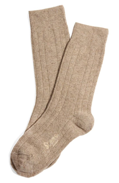 Stems Luxe Merino Wool Blend Crew Socks In Oat