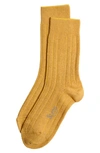 Stems Luxe Merino Wool Blend Crew Socks In Ochre