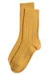 Stems Luxe Merino Wool Blend Crew Socks In Gold