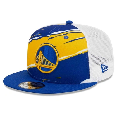New Era Men's  Royal, White Golden State Warriors Tear Trucker 9fifty Adjustable Hat In Blue/yellow