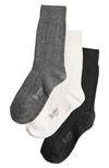 Stems Assorted 3-pack Luxe Merino Wool & Cashmere Blend Crew Socks In Black,grey,ivory