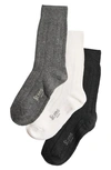 Stems Women's Lux Cashmere Wool Socks Box Of Three - Black Grey Ivory In Black,grey,ivory