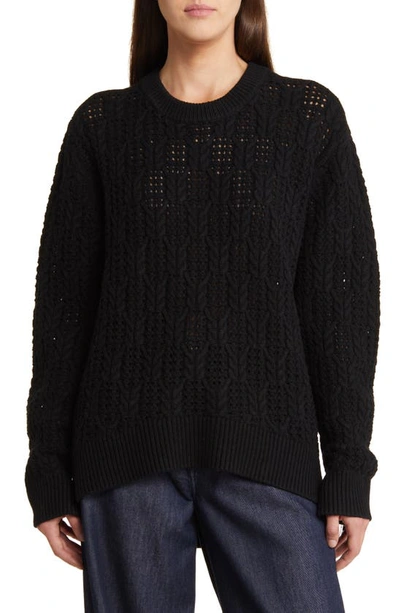 Rag & Bone Divya Cable Stitch Wool Jumper In Black