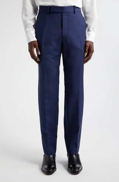 Tom Ford Shelton Original British Mohair Blend Trousers In Ink Blue