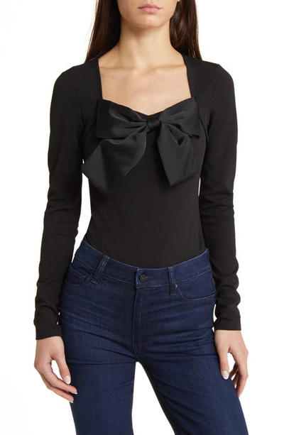 Nikki Lund Dolly Tie Neck Bodysuit In Black