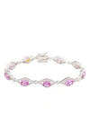 Suzy Levian Sterling Silver Oval Cut Sapphire Bracelet In Pink