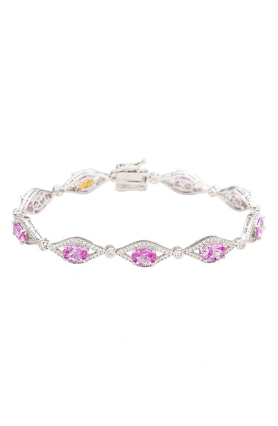 Suzy Levian Sterling Silver Oval Cut Sapphire Bracelet In Pink