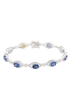 Suzy Levian Sterling Silver Oval Cut Sapphire Bracelet In Blue