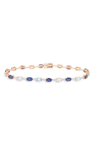 Meira T Diamond Sapphire & Blue Topaz Bracelet In Pink Gold