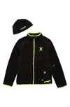 Hurley Kids' Fleece Jacket, Gloves & Hat Set In Black