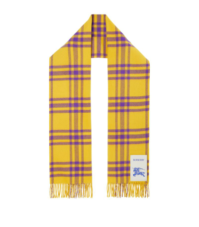 Burberry Check-print Cashmere Scarf In Yellow