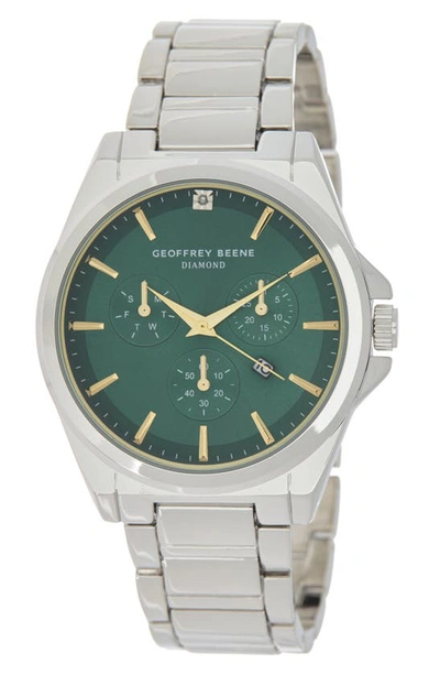 Geoffrey Beene Diamond Bracelet Strap Chronograph Watch, 42mm In Silver