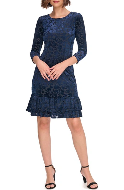 Tommy Hilfiger Lombard Burnout Velvet Minidress In Sky Captain | ModeSens