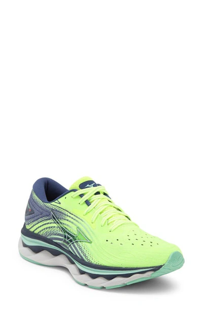 Mizuno Wave Sky 6 Running Sneaker In Neo Lime-ancient Water