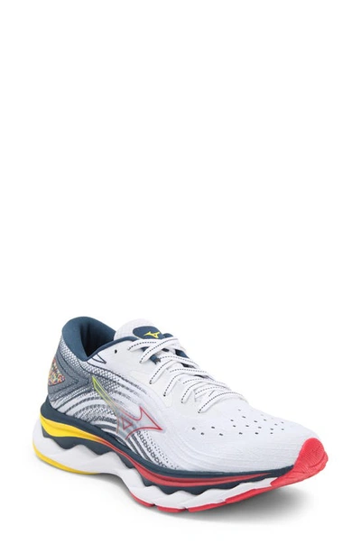 Mizuno Wave Sky 6 Running Sneaker In White-hibiscus