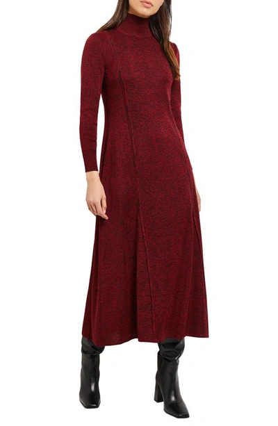 Misook Long Sleeve Midi Sweater Dress In Red