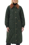 Barbour Marsett Quilted Longline Jacket In Sage/ancient