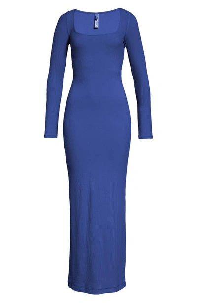 Skims Soft Lounge Long Sleeve Dress In Cobalt