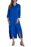 Wash Lab Denim Chill Out Shirtdress In Blue Perrenial (fringe Hem)