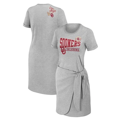 Wear By Erin Andrews Heather Gray Oklahoma Sooners Knotted T-shirt Dress