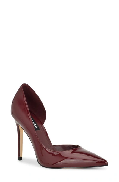 Nine West Folowe Half D'orsay Pointed Toe Pump In Dark Red