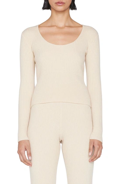 Frame Rib Cashmere Blend Sweater In Light Tan