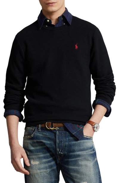 Polo Ralph Lauren Cotton Crewneck Sweater In Polo Black