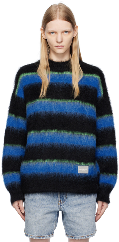 Alexander Wang Embellished Striped Brushed-knit Sweater In 004 Black Multi