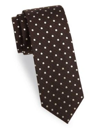 Tom Ford Dot-print Silk Tie In Brown Beige