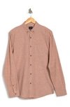 14th & Union Grindle Long Sleeve Trim Fit Shirt In Brown Nutmeg- Ivory Grindle